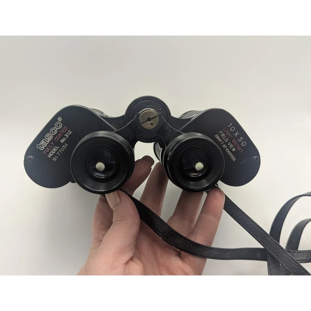 Tasco 10x50 Binoculars Model 312 Fully Coated Light Weight Case‎ Black Vintage